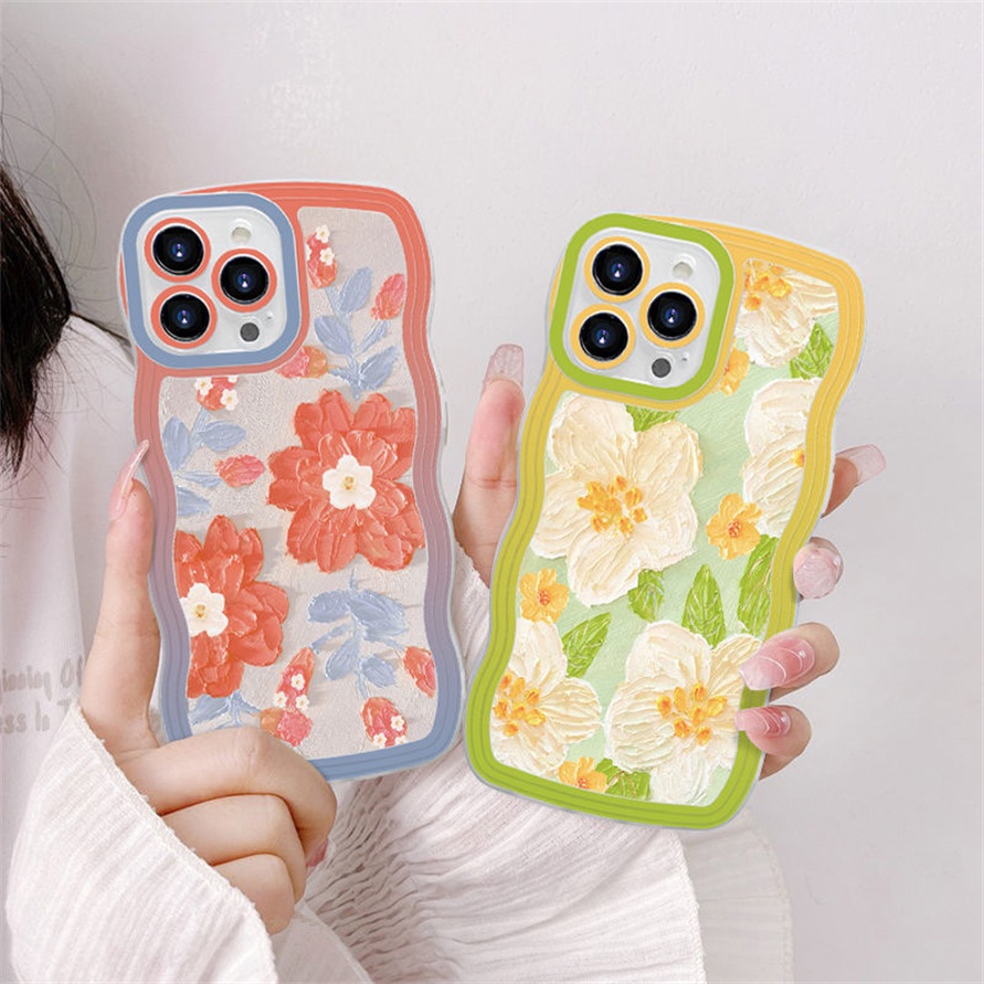 Soft Case Silikon Motif Lukisan Bunga Untuk iPhone 14 13 12 11 Pro Max X Xr Xs Max 8 7 6 6s Plus