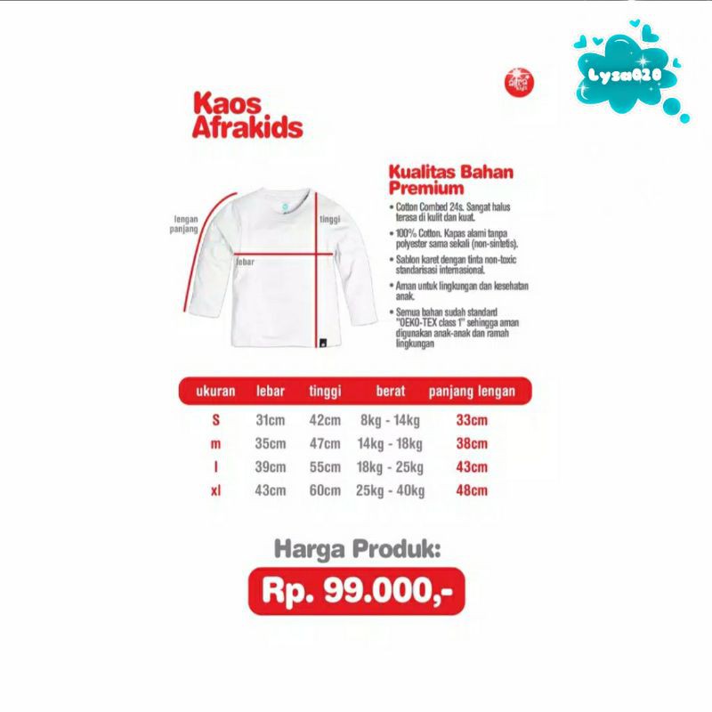SALE Kaos Afrakids Lengan Panjang AF245 &quot;Love&amp;Follow Rasulullah Peace&amp;Happiness&quot;