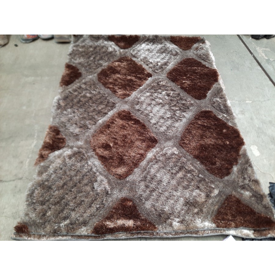KARPET SHAGGY ALICE PATTERN RUG 140X200 MOCCA BROWN-1