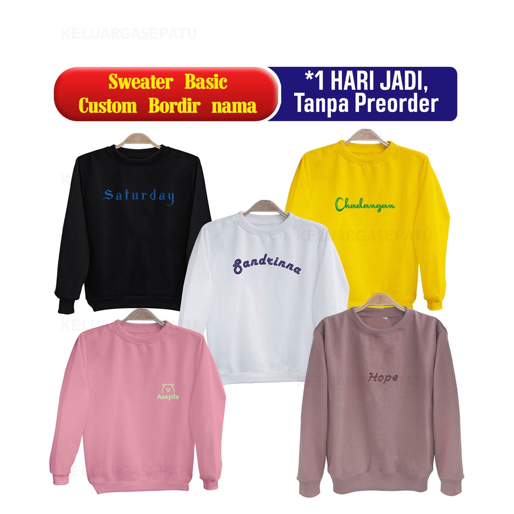 SWEATER POLOS CUSTOM BORDIR  SWEATER BORDIR NAMA TULISAN LOGO ATAU KARAKTER SWEATER BORDIR