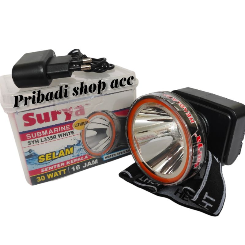 Senter kepala Selam SURYA 30 WATT SURYA SYH-L335R /Senter kepala Diving Headlamp Selam SURYA 30 WATT