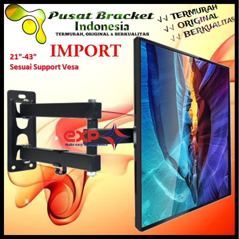 Bracket TV REALME 14 s/d 43 inch 6 ARAH FULL BESI SUPER KOKOH GARANSI 100% ORI