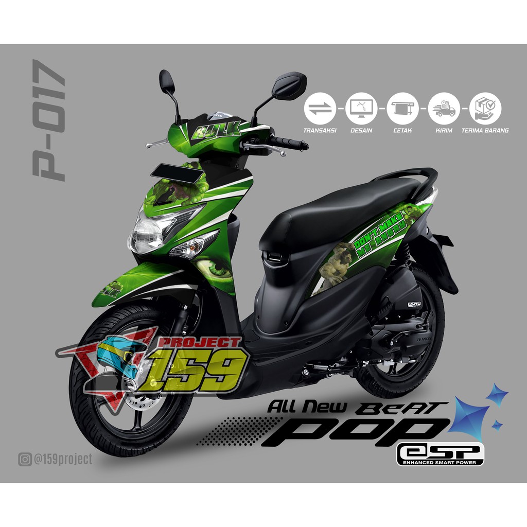 Decal Stiker Motor Beat Pop - P-017 Hulk Livery