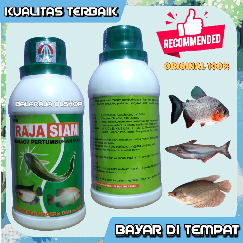 VITAMIN PEMACU PETUMBUHAN IKAN VITAMIN IKAN LELE GURAME NILA BAWAL PATIN CEPAT BESAR - RAJA SIAM 250ML