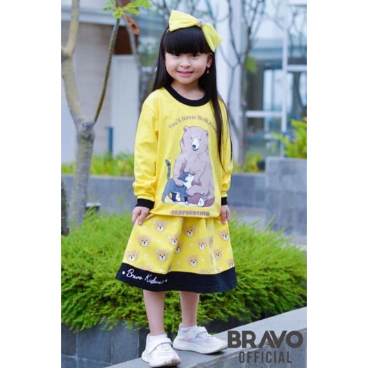 Bravo kids setelan Rok kaos lengan panjang / setelan kaos anak / Setelan rok anak / Kaos anak