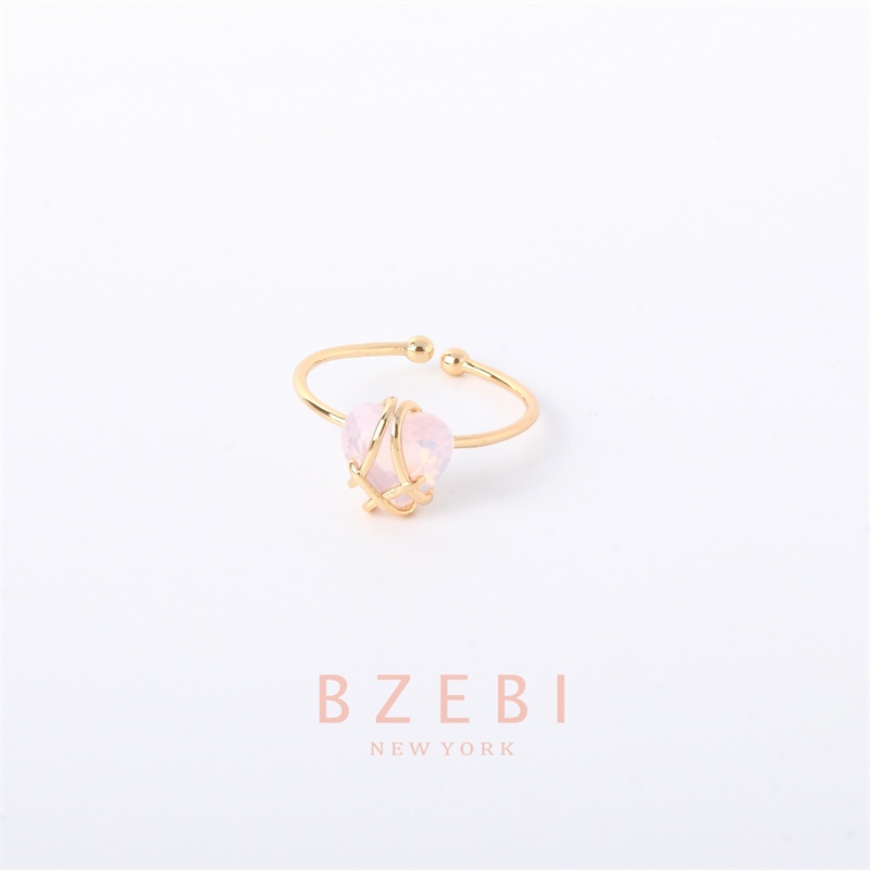 Bzebi Cincin Emas Barbie Diamond Castle 18k Bentuk Hati Pink 916 Dapat Disesuaikan Dengan Kotak Eksklusif 406r-1