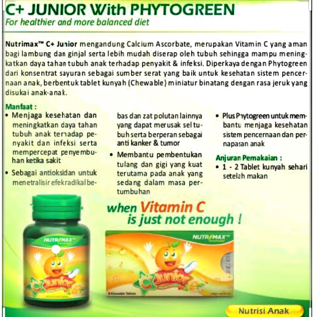 ORIGINAL Nutrimax C+ Junior 60s BPOM / Vitamin C Anak / LEDI MART