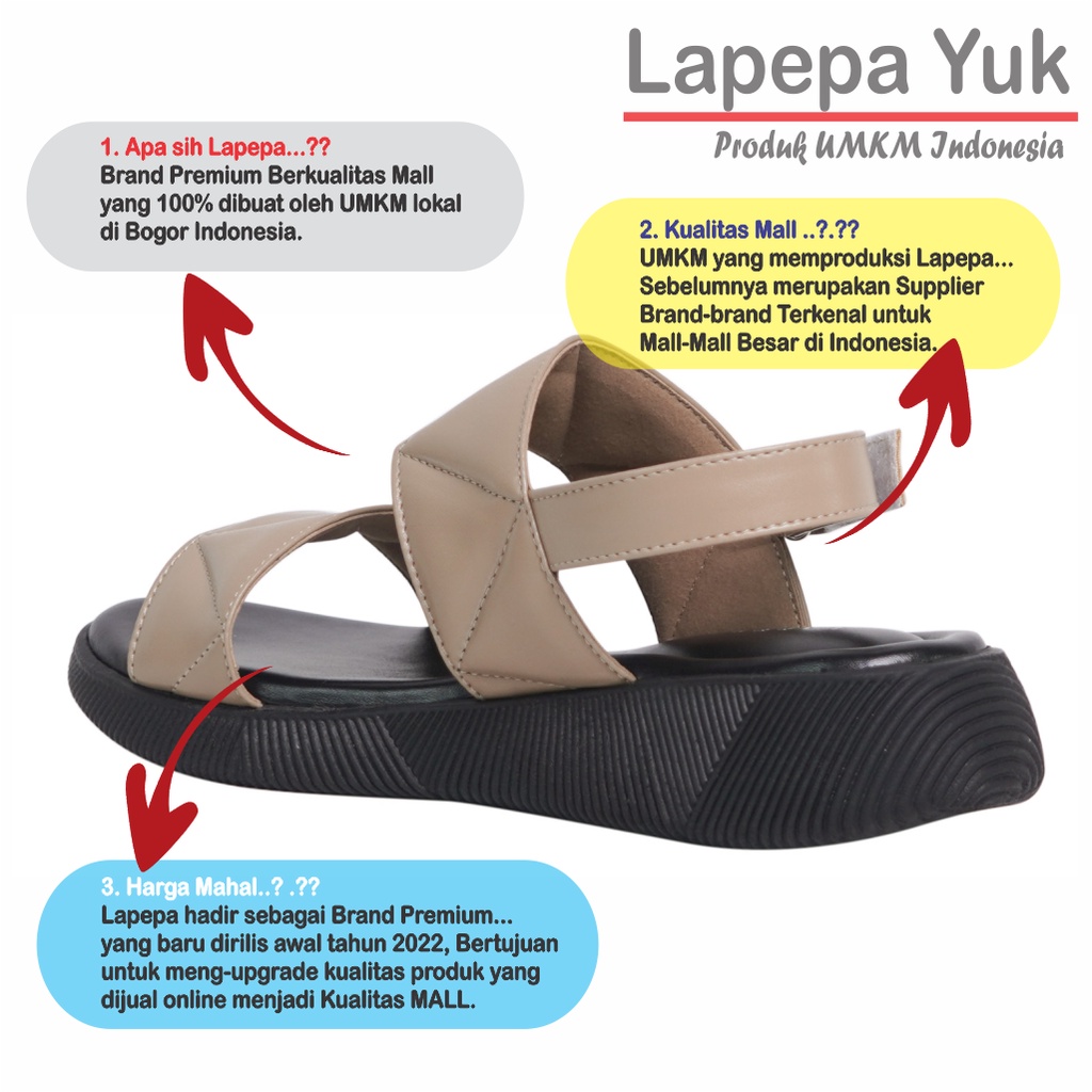 LAPEPA YUK -  Sepatu Sandal Wanita Wedges JOVANKA Model Ban dua Tali Strap belakang Hak Tinggi Sole 4 cm Spatu Sendal Gunung Cewek  Size 36 37 38 39 40 41 Warna SMOKE Coksu Cewe Kekinian Premium Terbaru Shoes Ori Original Mall Official Store Promo