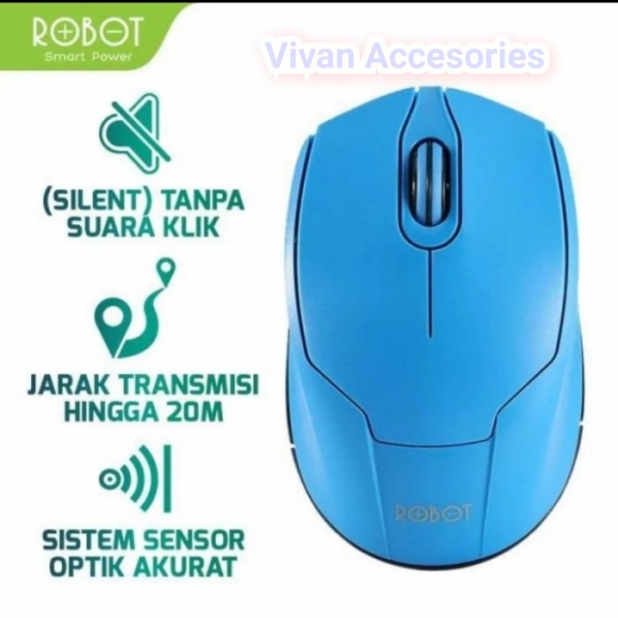 Robot M310 Wireless Mouse Silent Key Blue