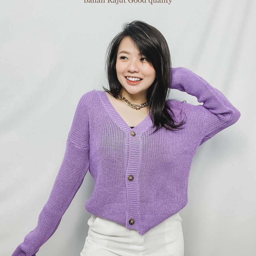 Cardigan Rajut Wanita Remaja Casual Santai Modis Style Korea Model Terbaru 2022 Cardigan Monaco Cant