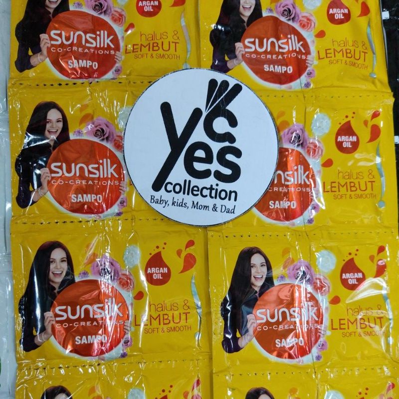 Sunslik sampo Hijab sachet 12pcs Renceng hitam berkilau black shine Rambut halus lembut soft sunsilk