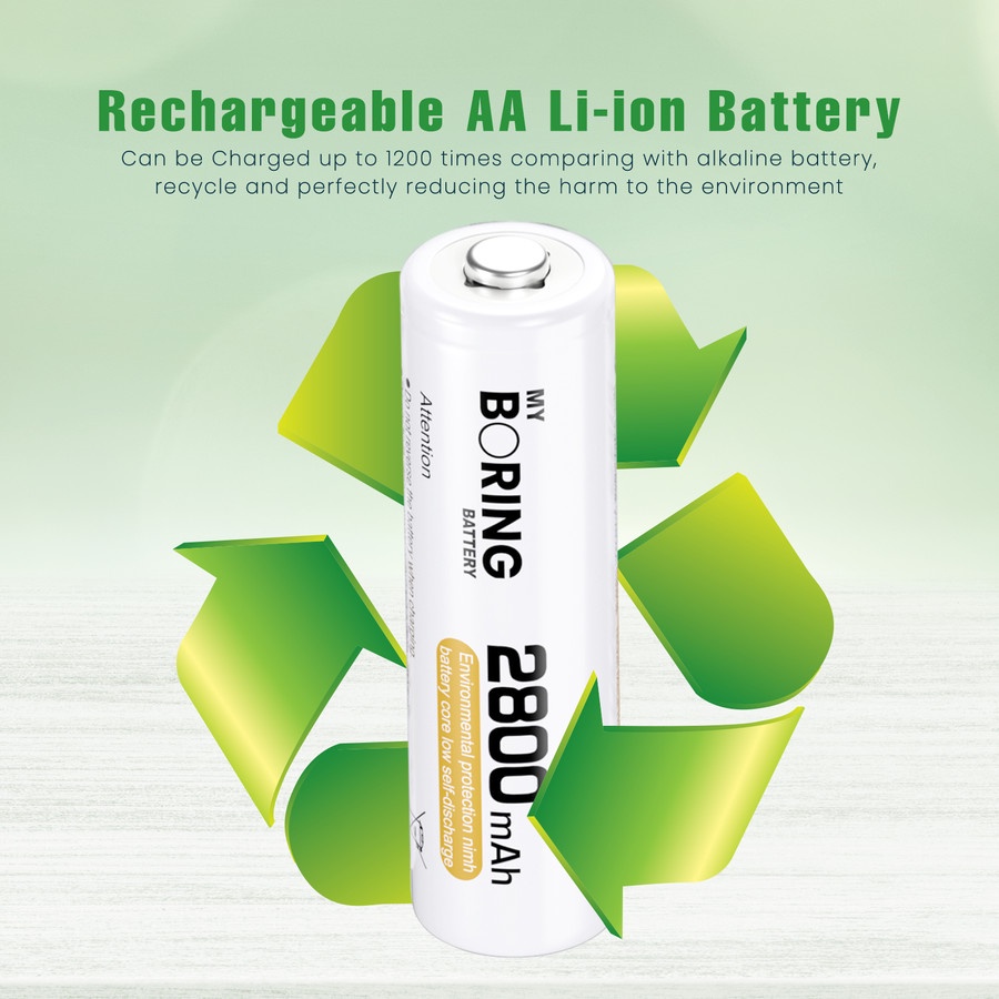 My Boring Battery AA 2800 mAh 16 Pack Baterai AA Rechargeable