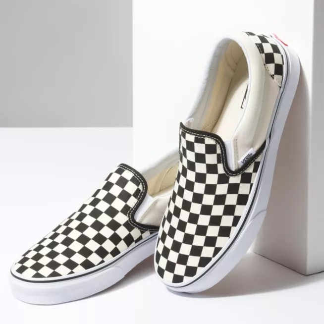 Sepatu Slip On Sepatu Pria Wanita Casual Catur Putih