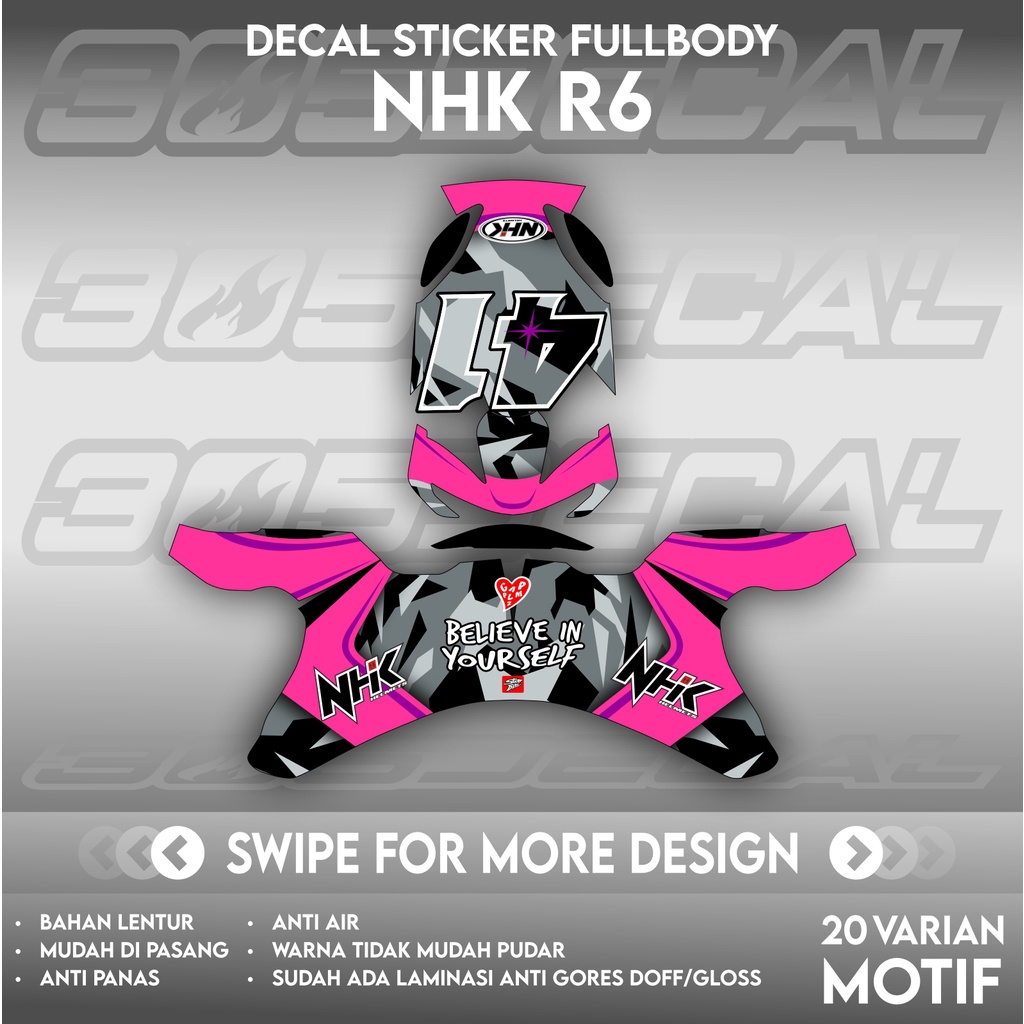 Sticker decal helm NHK R6 motif Nfr Fuxia decal helm decal sticker