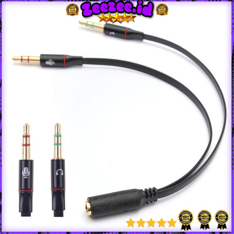 [AUDIO STUFF] - Splitter Audio Jack 3.5mm Female ke Dual 3.5mm Male HiFi (Mic+Hear) - L43 - Black