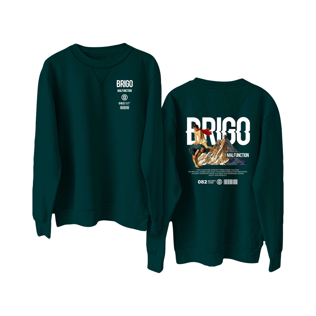 BRIGO Basic Sweatshirt  Malfunction II Sweater Crewneck BRIGO Malfunction Sablon DTF Fleece Cotton M-XXL (Pria &amp; Wanita) Free stiker&amp;Gantungan Kunci