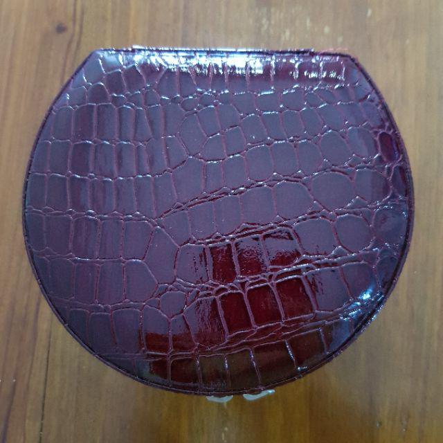 Kotak Emas Tempat Perhiasan & Aksesoris - Traveller Jewelry Box Maroon Croco