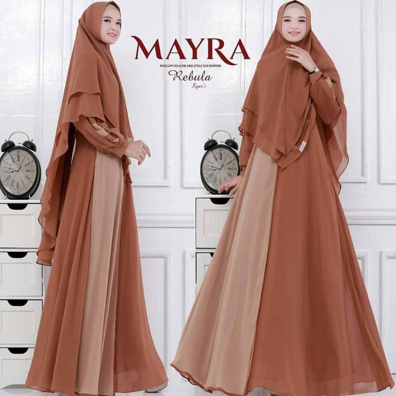 Baju Gamis Wanita Muslim Terbaru 2021 M L XL Havana Syari Set Khimar Ceruty Babydoll Polos Murah