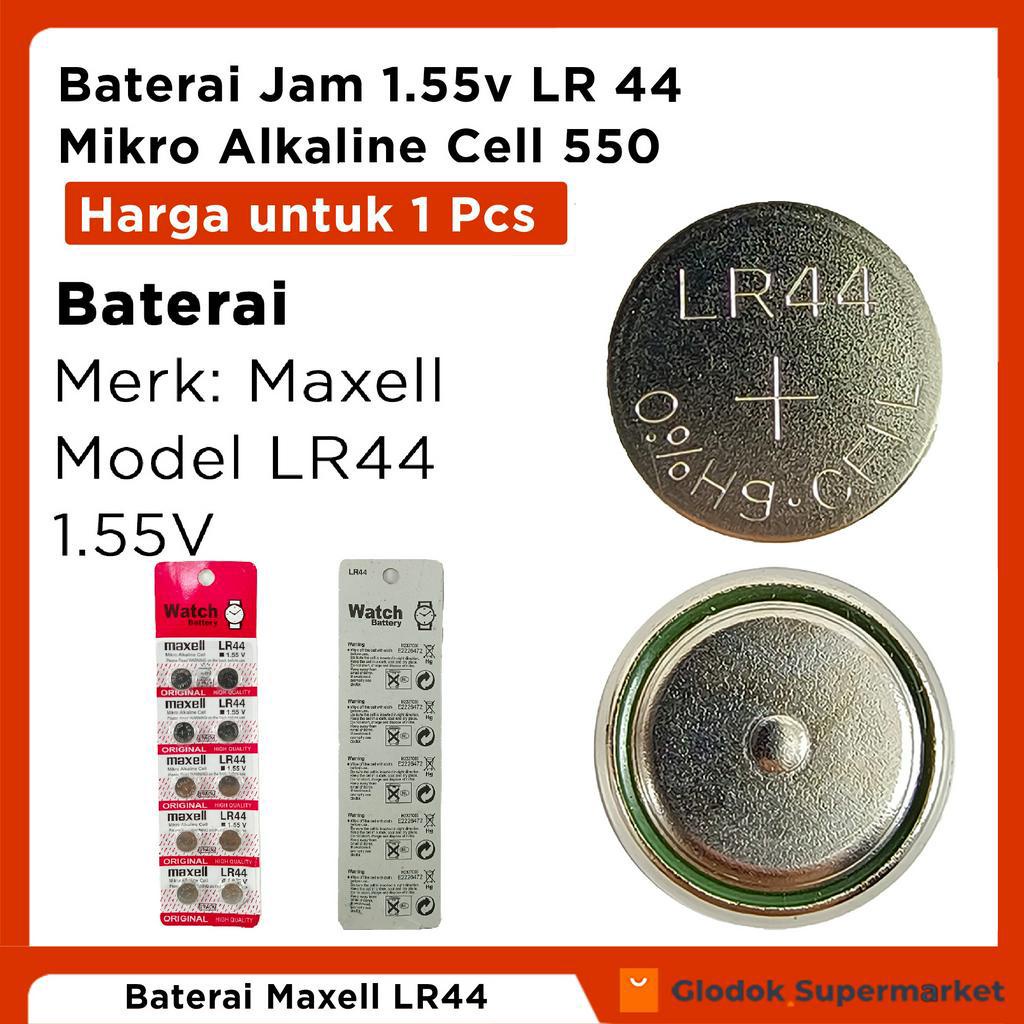 Baterai Maxell LR44 Batu Batre Jam 1.55v AG13 Battery 1.55Volt LR 44 Mikro Alkaline Cell