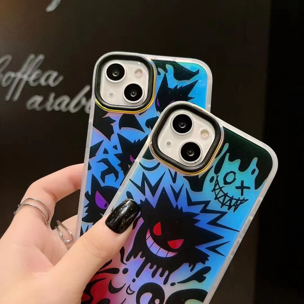 LASER GRADIENT PHONE CASE FOR CASE IPHONE 14 13 12 11 PRO MAX XR X XS MAX 14 PRO 14 MAX SMALL GHOST ILLUSTRATION ACRYLIC DROP RESISTANT