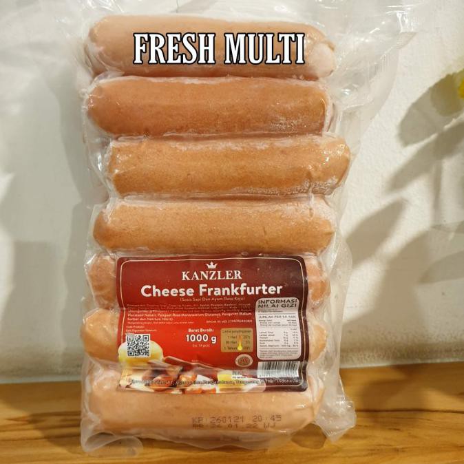 

Kanzler Sosis Cheese Frankfurter 1Kg / Sosis Ayam Kanzler 1Kg Halal Ready Stok