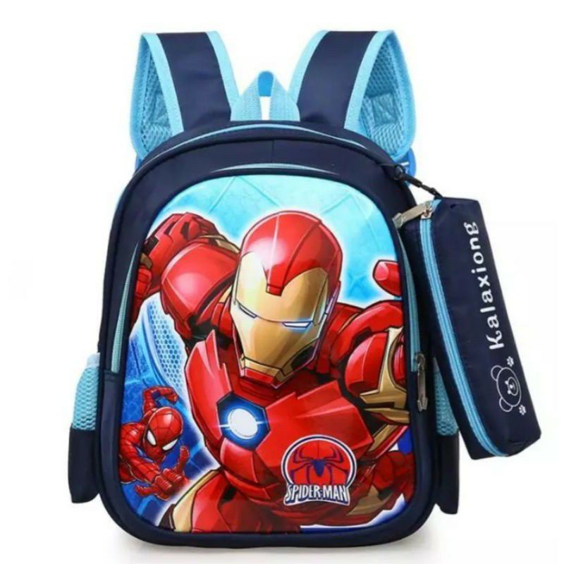 TAS RANSEL ANAK LAKI IRON MAN FREE TEMPAT PENSIL TAS SEKOLAH ANAK PG PAUD TK SD SMP TAS SPIDERMAN