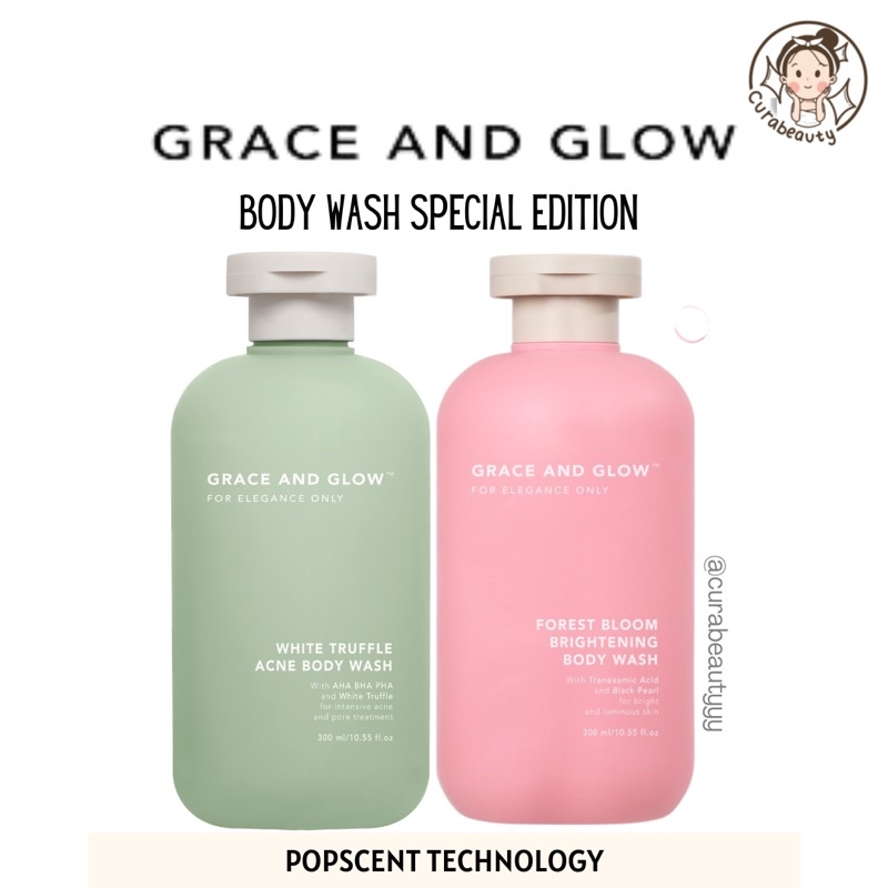 MANADO GRACE AND GLOW SPECIAL EDITION BODY WASH POPSCENT TECHNOLOGY FOR FRAGRANCE WHITE TRUFFLE ACNE / FOREST BLOOM BRIGHTENING AND LUMINOUS SKIN