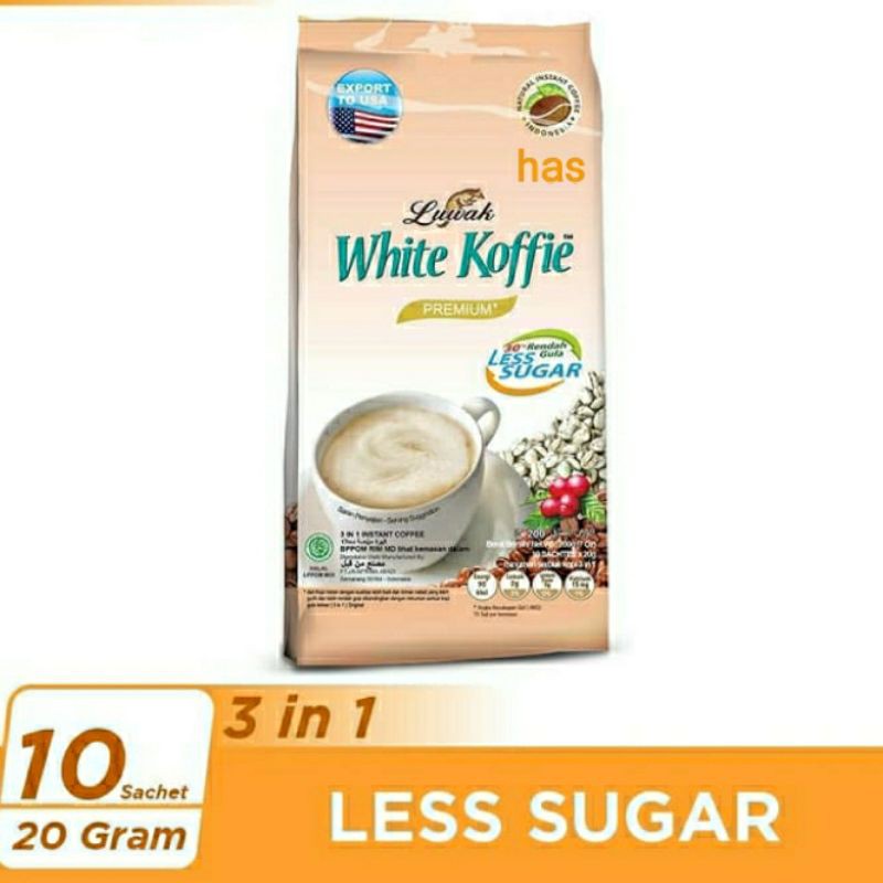 

LUWAK White Koffie Less Sugar isi 10 sachet