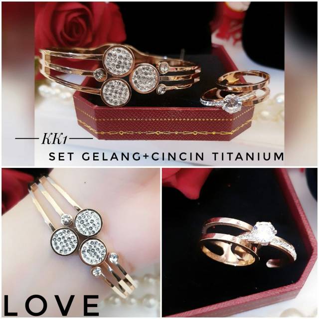 Set Titanium Gelang dan Cincin