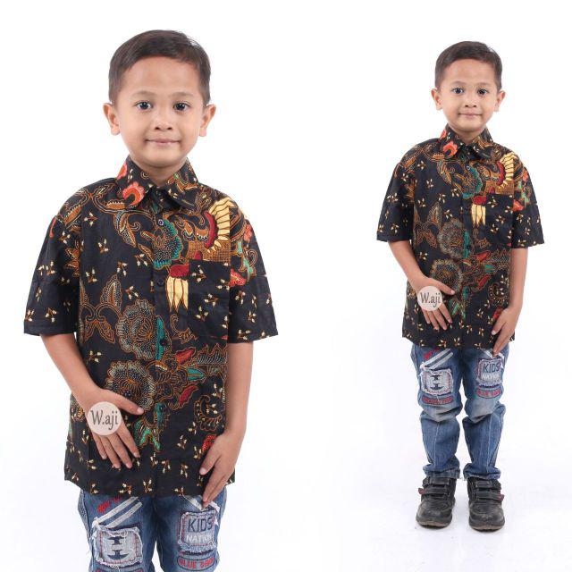 Batik Couple keluarga sania ruffle ori ndoro jowi dnt kupu kuning-Hem anak