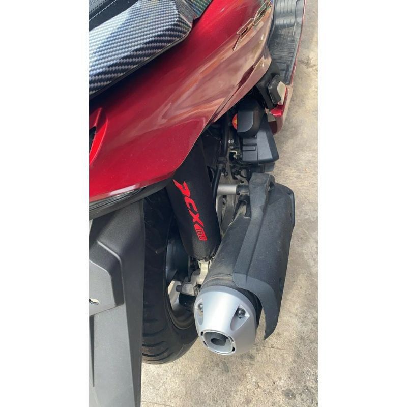 (SEPASANG)Sarung Shockbreaker pcx 160  silver jumbo polyester 1 set kiri kanan