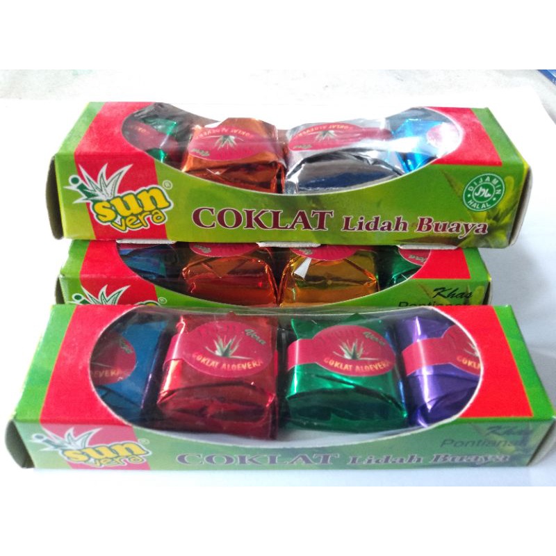 

Coklat Aloe Vera / Lidah Buaya Isi 4 pcs Oleh2 Khas Pontianak