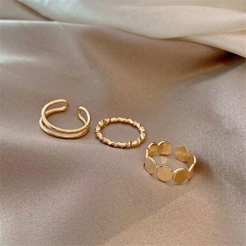 Cincin Model Terbuka Dapat Disesuaikan Bentuk Lingkaran Warna Polos