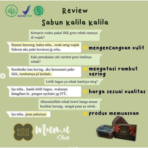 Sabun Kalila Kalila Kutus Kutus Tamba Waras Original 90 gram Asli 100% Official The Mall