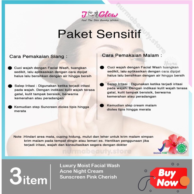 Jglow J glow Skincare Paket Sensitif  Skin Care Krim Perawatan Kecantikan Pemutih Wajah Glowing BPOM-5