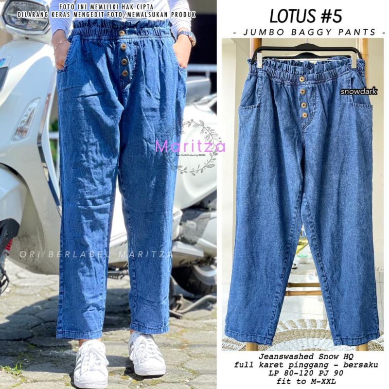 LOTUS #5 JUMBO BAGGY PANTS BY MARITZA (CELANA BAGGY JUMBO) Celana jeans wanita jumbo