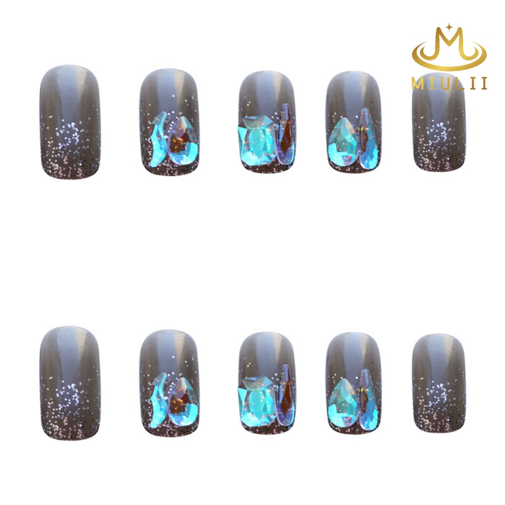 MIULII / KUKU PALSU  A0489  / 24PCS / 3D / NAIL ART / PREMIUM / CUTE / BIRU / FREE LEM JELLY / KUTEK