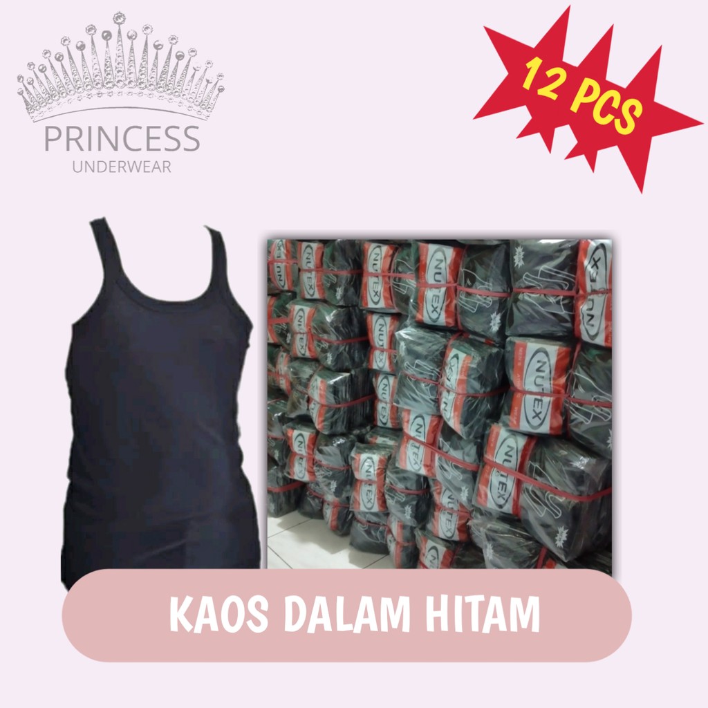 [ Princess Underwear ] 1 Lusin isi 12 Singlet Hitam Kaos Dalam Lusinan Pria remaja dan dewasa
