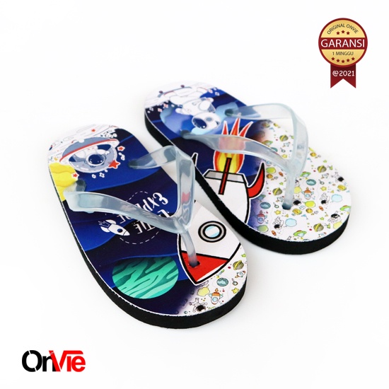 Sendal Jepit Anak Laki Laki Astronot | Sandal Anak Printing UV Motif Luar angkasa