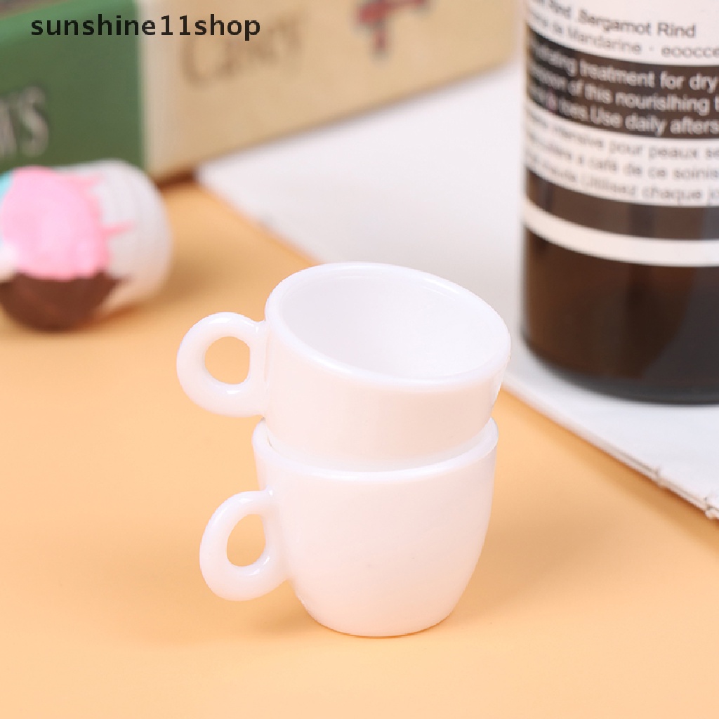 (SHO) 3pcs / Set Mainan Miniatur Cangkir Kopi + Piring Untuk Dekorasi Rumah Boneka