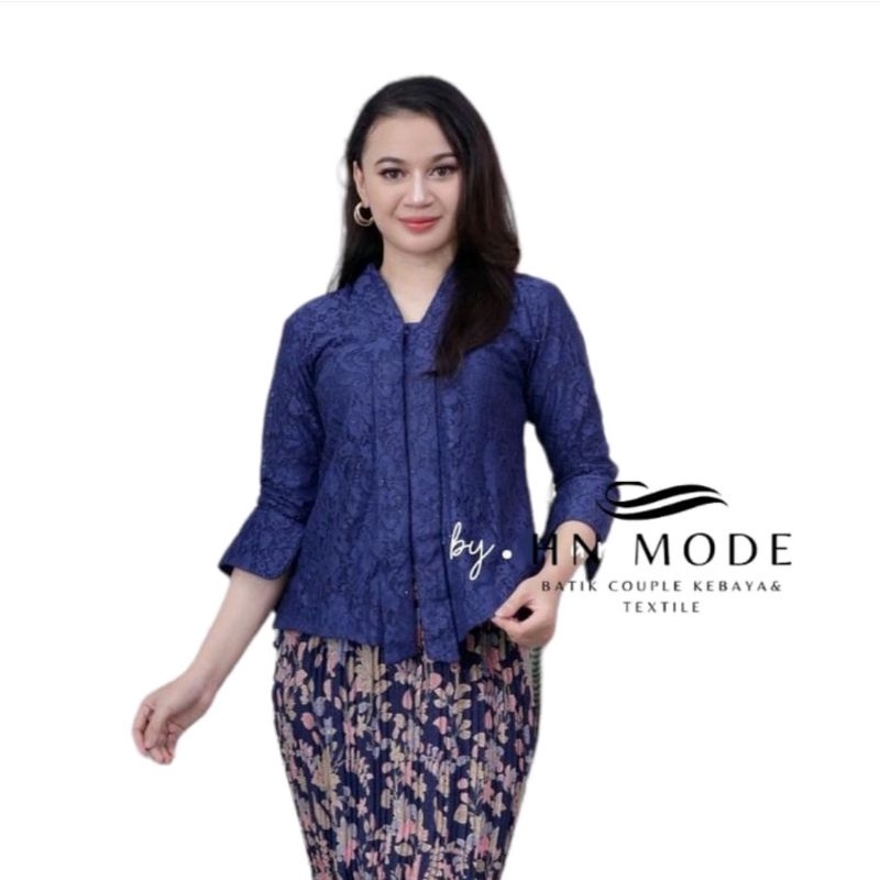 atasan kebaya brokat lengan pendek /  kebaya kutubaru baru Floy brokat polos / kebaya modern / kebay