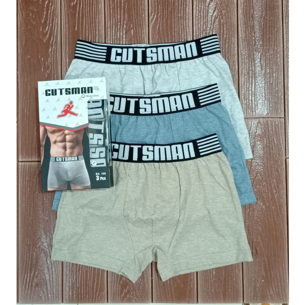 PROMO  3 PCS CELANA DALAM BOXER PRIA || BOXER GUTSMAN BX. 169