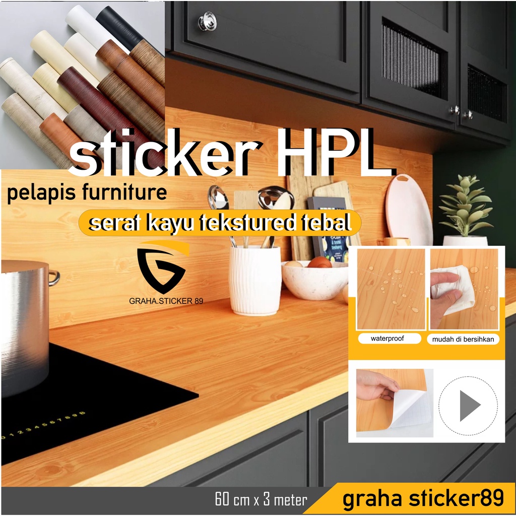 graha stiker HPL 60cm x 3m pelapis furniture premium motif kayu serat original