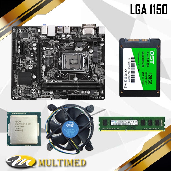 Paket Rakitan LGA 1150 Mainboard H81 DDR3 + Cor i5 4570 + FAN + RAM + SSD