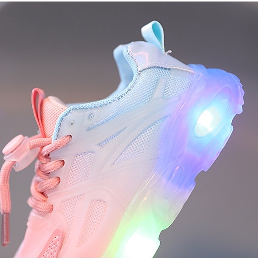 Qeede_Store Sepatu REBY Lampu LED Anak Perempuan Import Size 21-30