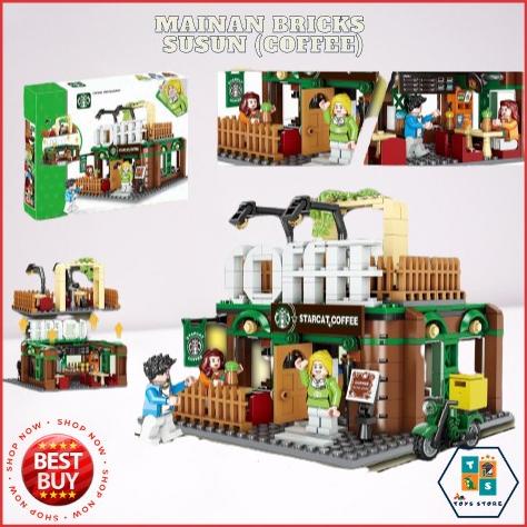 Lego murah rumah coffee shop mainan anak perempuan laki block besar