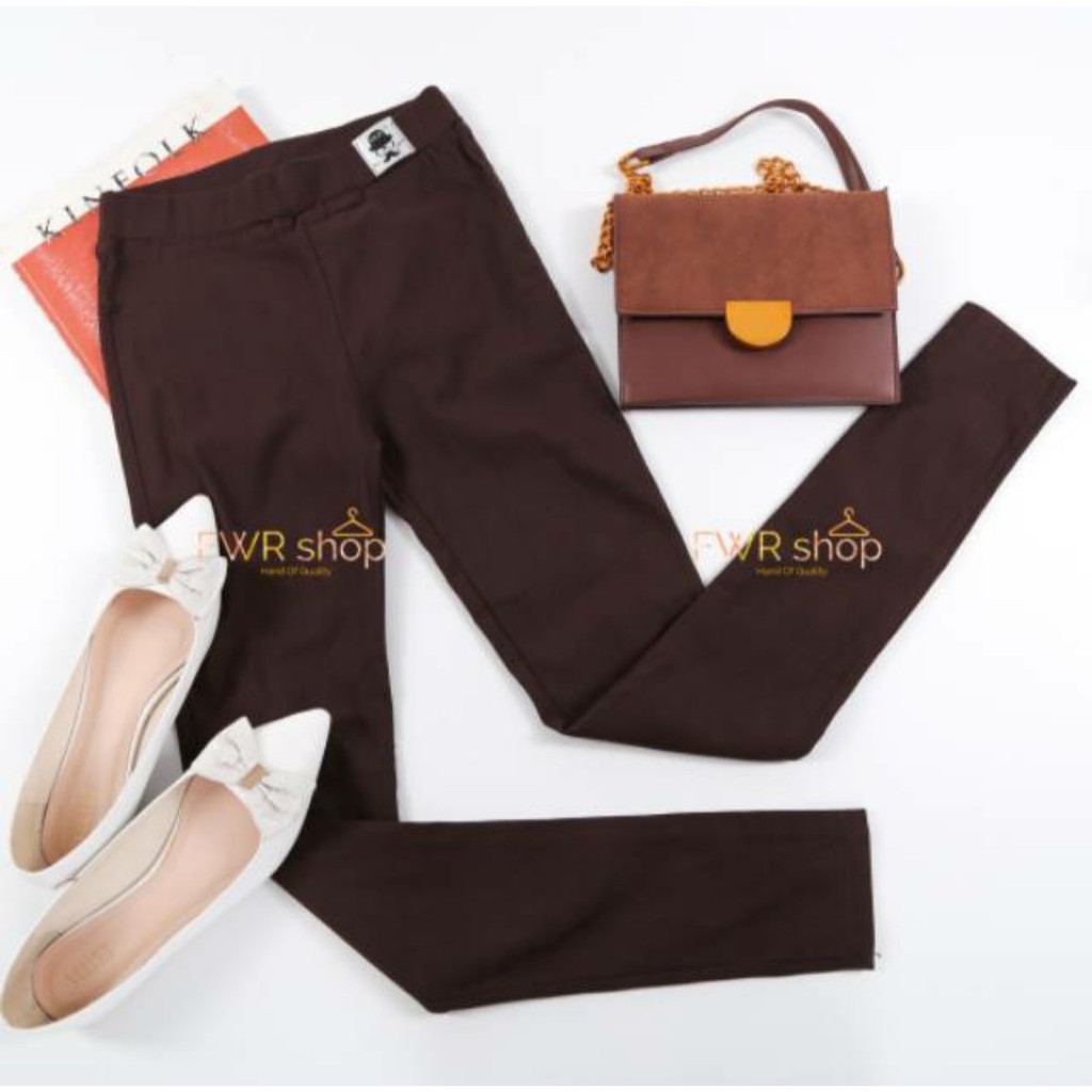 WF STORE - Celana panjang skinny Jegging kumis bahan softjeans satin import / o-black mustache 802