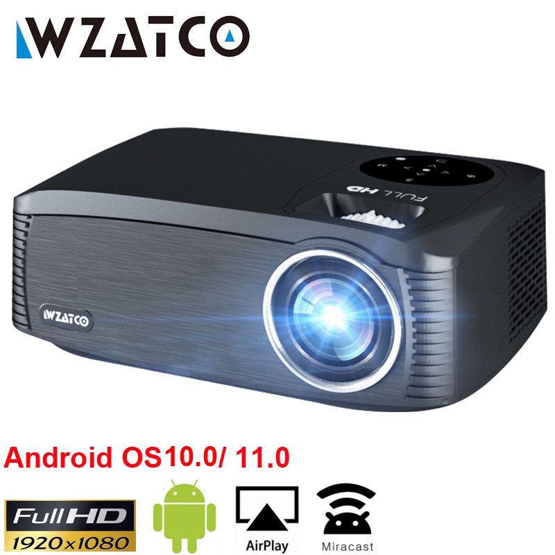Proyektor Handphone Mini Portabel Wzatco C6 Smart Android Electronic Koreksi Full HD 1080P Home Thea