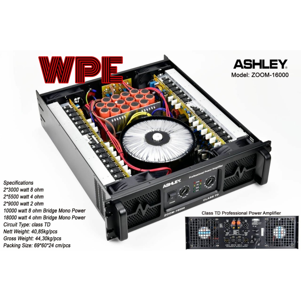 Power Amplifier ASHLEY ZOOM16000 ZOOM 16000 3000watt CLASS TD ORIGINAL