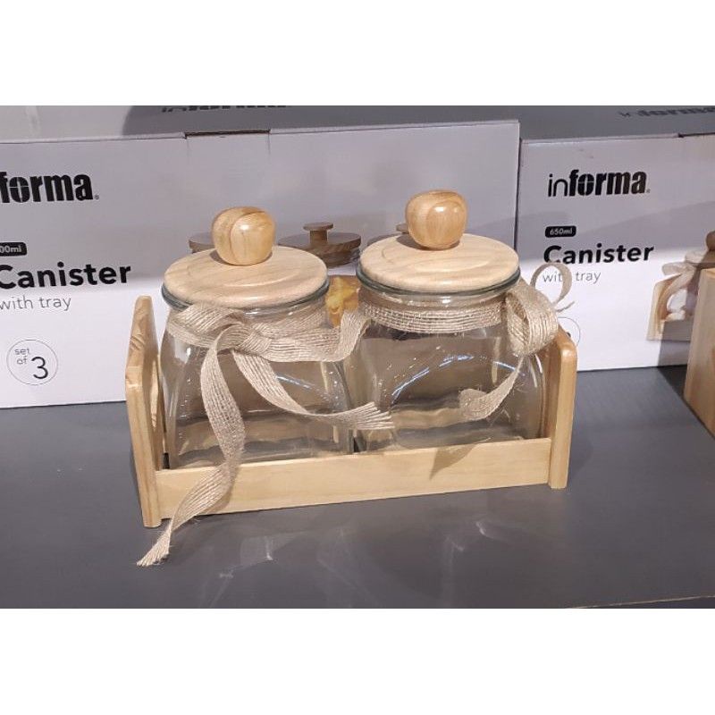 stoples kue tutup kayu informa coco / stoples lebaran / toples kaca